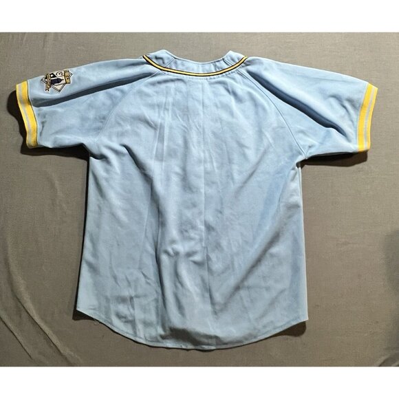 Vintage Willie Esco Baseball‎ Jersey Mens Large Blue Button Sewn Short Sleeve. - Picture 7 of 13